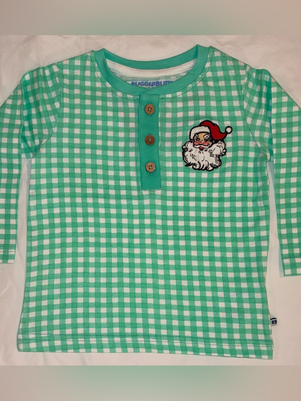 Rugged Butts Dear Santa long sleeve Henley with Santa applique sz 2T NWT